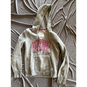 Aeropostale Hoodie Womens XS Gray Pink Athletic Y2K Style Aero Athletic 1987